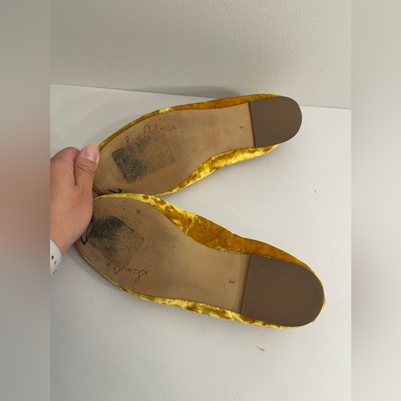 Sam Edelman Felicia Yellow Crushed Velvet Size 8 fall Burned Velvet Core - Picture 5 of 6